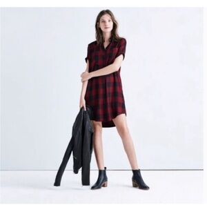 Madewell Red and Black Plaid Dress